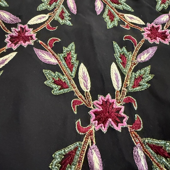 Vintage Pappell Boutique Evening 100% Silk Beaded Embroidered Top Petite Small - Picture 4 of 7